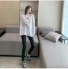 Women's Winter Velvet Layered Embroidered White Top - Korean Style Loose Fit