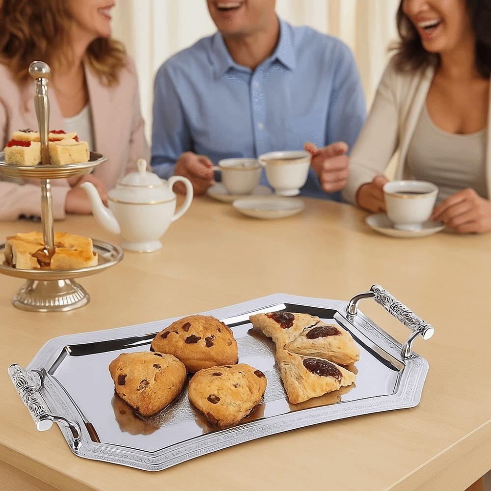 European Style Stainless Steel Storage Tray Vintage Candy Dessert Plates Serving Tray  Party