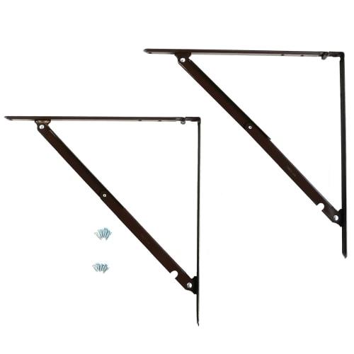 Tanabe Metal Industries Folding Shelf Brackets, 400mm, Brown, Set of 2