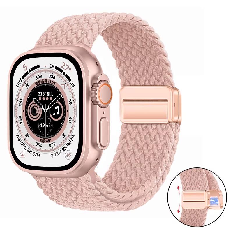 Nylon Braided Band For Apple Watch Series Ultra 3 2 1 49mm 11 10 46mm 42mm 9 8 7 45mm 41mm Magnetic Strap iWatch 6 5 SE 44/40mm Belt