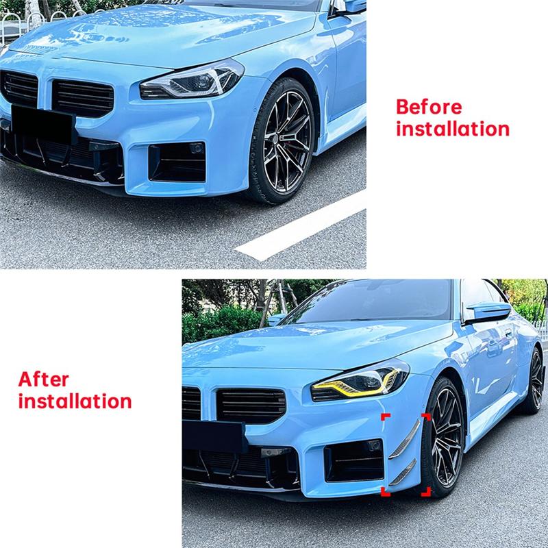 Car Front Bumper Side Spoiler Splitter Fog Lamp Side Spoiler Trim For BMW 2 Series M2 G87 +