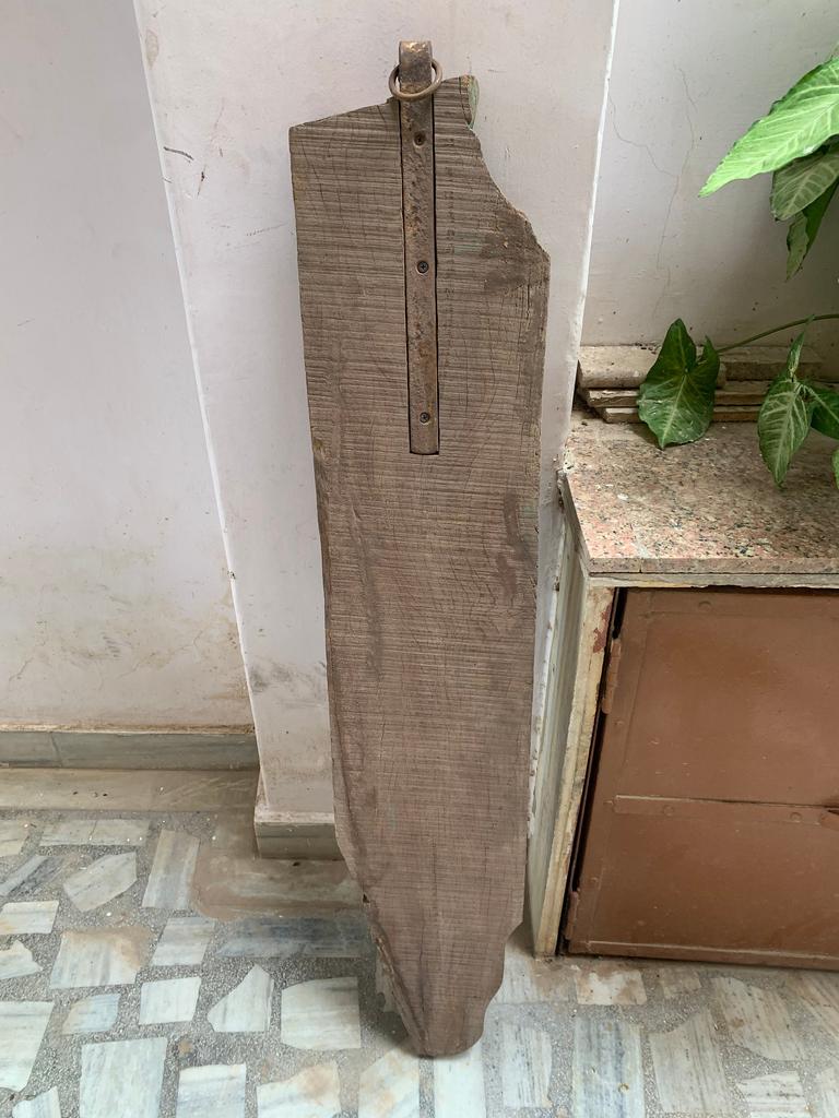 Distressed Antique Carved Wood Wall Panel: Indian Animal Statue Decor