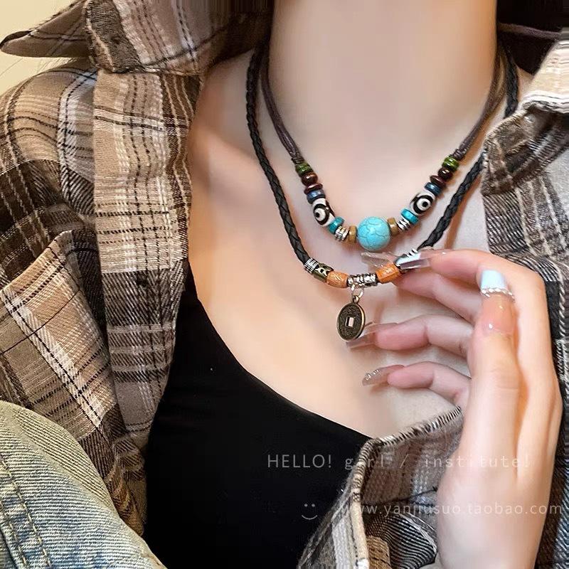 Bohemian Ethnic Style Long Bow Metal Necklace with Vintage Distressed Pendant (2025)