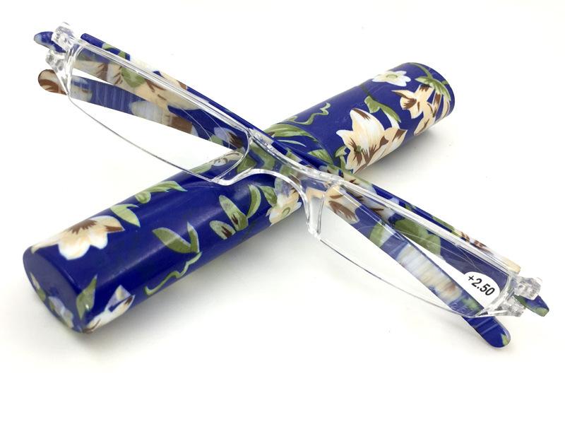 Computer Glasses Mini Folding Reading Glasses Women Men +1.0 To 4.0 Alloy Portable Container Presbyopia Pen Glasses With Box