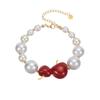 Sweet Cherry Pearl Necklace and Earrings Set: Cute Autumn/Winter Jewelry in Titanium Steel