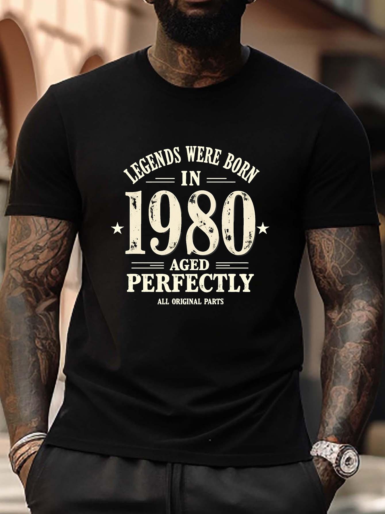 1980 Legends Vintage Plus Size T-shirt - Legends Were Born in 1980 Aged Perfetly Graphic XXXXL