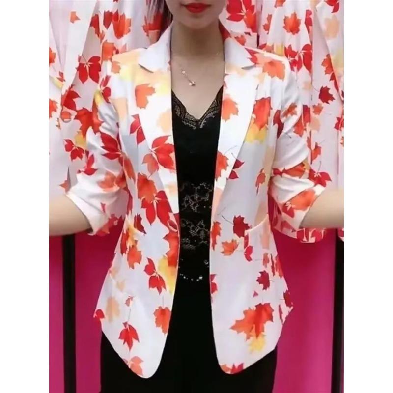 

A Thin and Stylish Cardigan for Women s Spring and Summer, A Sun-protective Cardigan for Women with Printed Slim-fit Small Suit Jacket 3XL