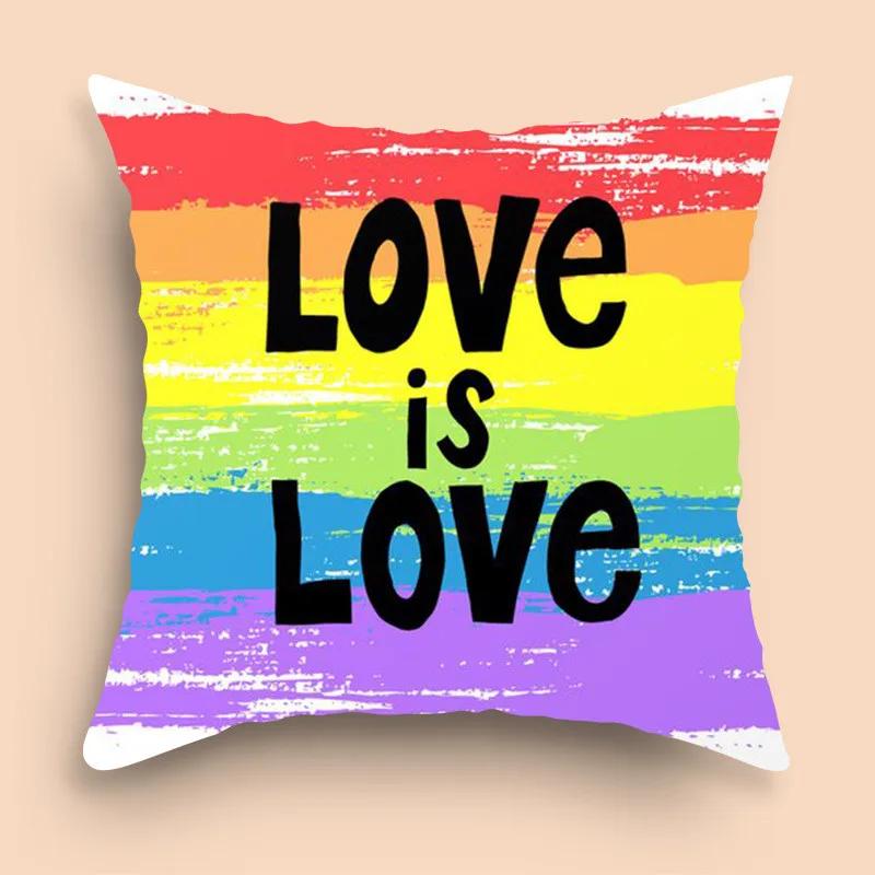 Home Decor Party Gifts Valentine's Day Rainbow Love Pillowcase Sofa Cushion Cover