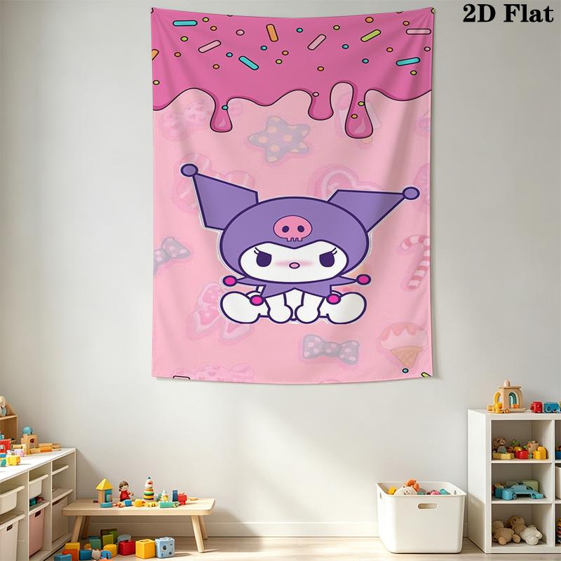 Kawaii Kuromi Tapestry Cute Room Tapestry Fashion Print Background Cloth Home Decor Homestay Soft Decoration Tapestry Background Wall Hanging Cloth