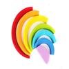 Kinder bunte Regenbogenbogenbrücke halbkreisförmige Bausteine bauen Jenga Regenbogenmännchen Ornamente Früherziehung Holzspielzeug