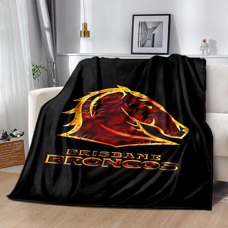 Brisbane Broncos Flannel Blanket Soft All-Season Throw, Design for Camping, Car Travel, Hiking Sofa, Bed, Office Perfect Gift for Parties