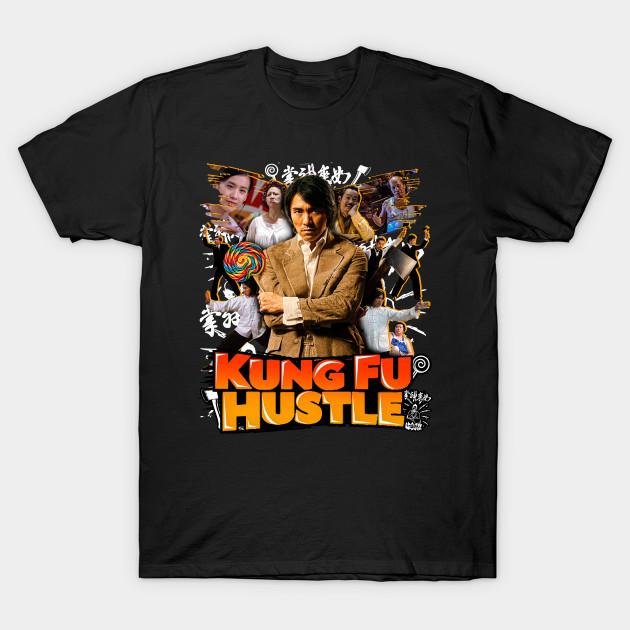 

Men Black Print T-shirt Kung Fu Hustle No-Cut Transfer Paper Print Cotton Tshirt S чёрный