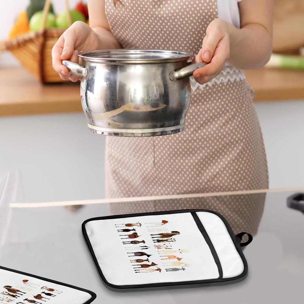 Goat Gifts Pot Holders with Pockets, Goat Gifts for Lovers Women, Farmhouse Oven Pot Holders Heat Resistant Oven Mitts Hot Pads for Kitchen Baking