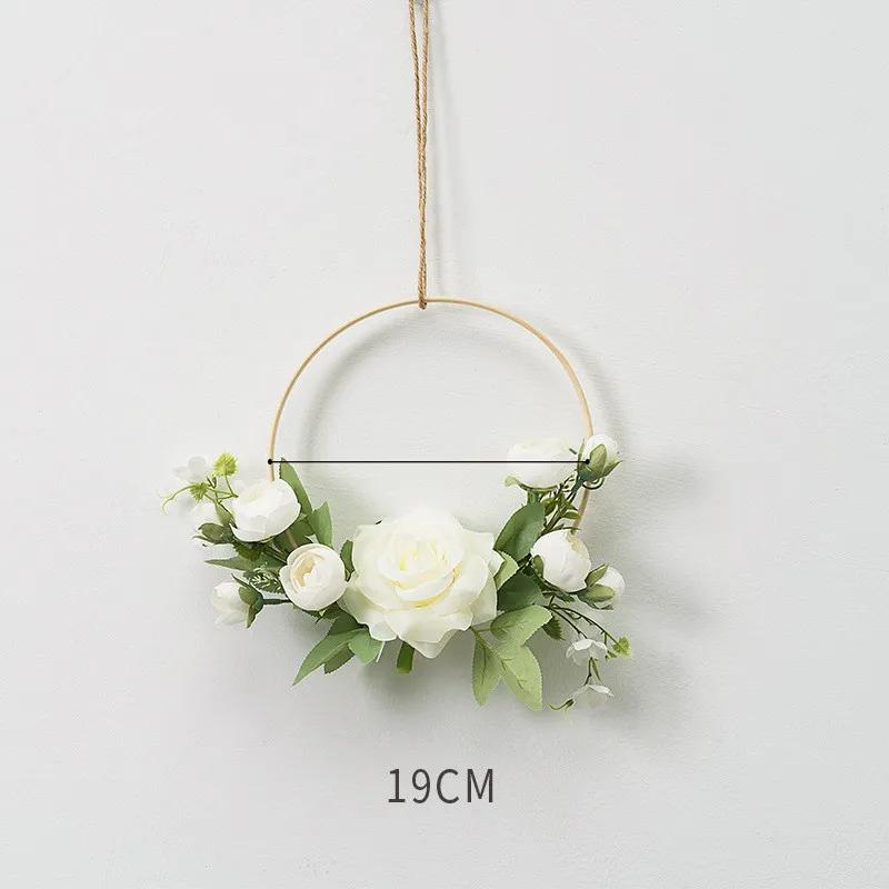 Artificial Eucalyptus Rose Wreath Wooden Wedding Backdrop Wall Decor for Living Room Bedroom - Durable Artificial Greenery
