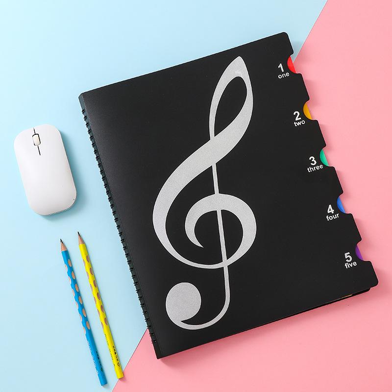 

Папка для записей A4 из неотражающей переписываемой бумаги - Большая вместимость, черный Piano Data Book Rainbow 20 sheets, 40 pages A4