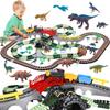 JONRRYIN Electric Railway: 259 Pieces Dino Train Set with Train, Highway Cars, Racing Track. Suitable for Children 2-7 Years
