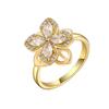 Geometric Flower Zircon Adjustable Ring For Women With Electroplated Copper Hand Jewelry