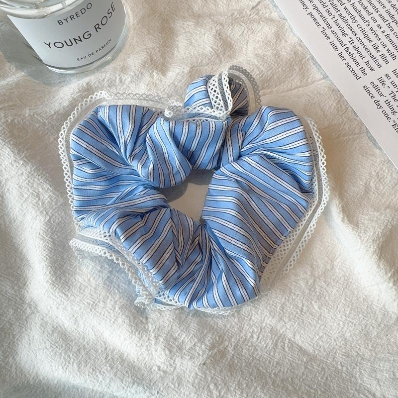 Temperament fine stripes small fresh lace lace colorectal hair circles fabric hair circle balls of hair rope