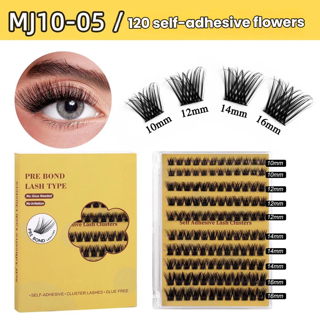 False Eyelashes - Glue-Free DIY Segmented Lashes, Formaldehyde-Free, Voluminous & European Curl, Self-Adhesive Makeup