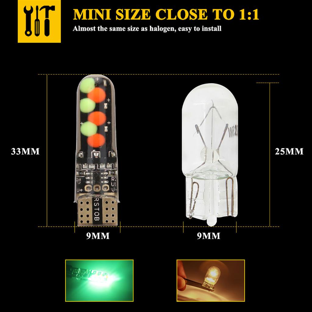 1set T10 W5W RGB COB LED Bulbs With Remote Control For Car Interior Lighting Reading Wedge Dome Light License Plate Light 12V