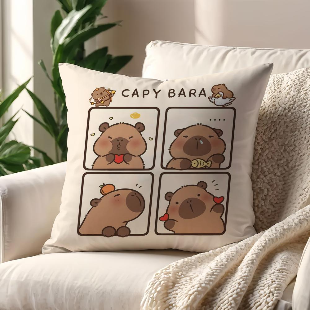 Cartoon Capybara Cute cushion cover Pillow Cover Home Sofa living Decoration Room Office Car Nordic Simplicity
