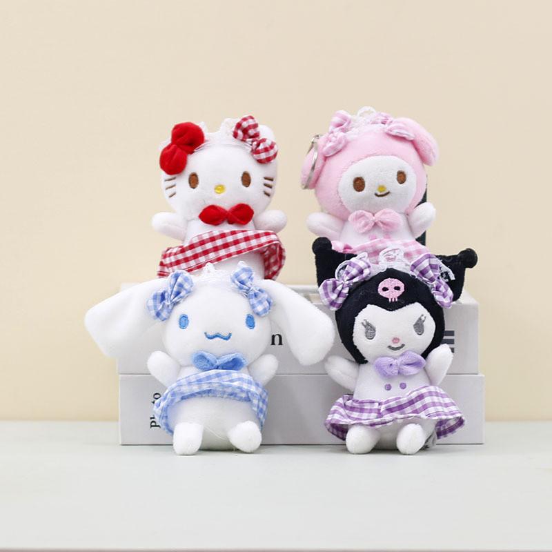 Adorable Sanrio Plush Toy Keychain Featuring Kuromi And Cinnamoroll Designs In Stylish Fabric