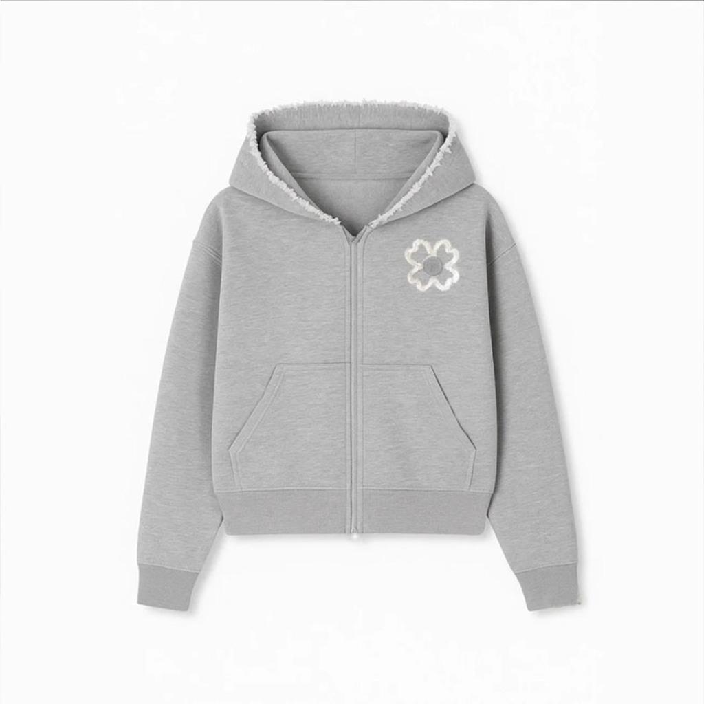 DRIPX Embroidered Zip Hoodie Men Streetwear Trendy Loose Casual Hoodie
