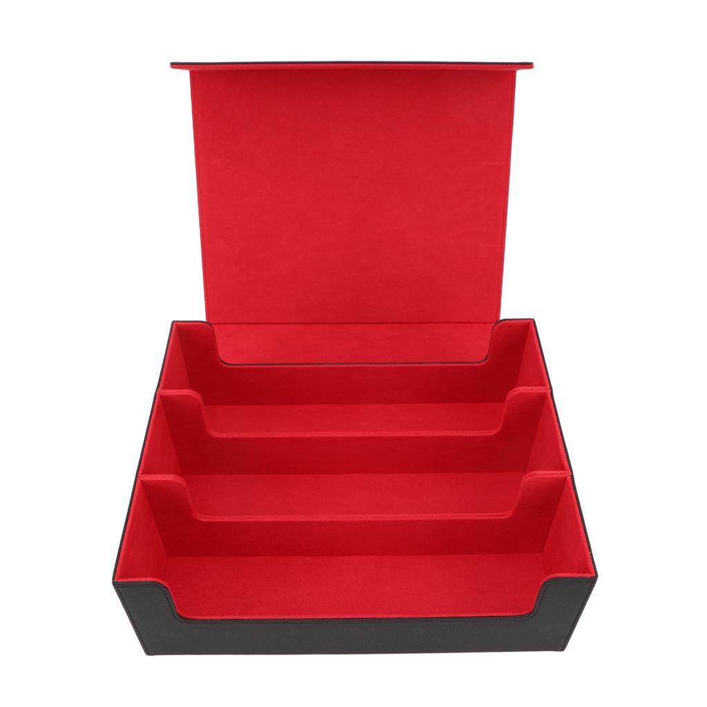 Card Deck Box 3 Rows Large Capacity Magnetic Closure PU Leather Card Deck Storage Case for Game Cards Tarot Cards