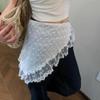 Y2K Doppelt verwendbarer Spitzenbesatz Haarschal Gestapelter Spitzen Kopftuch Gesticktes Florales Halstuch Bandanas Für Damen Mädchen Spitzentaschentuch