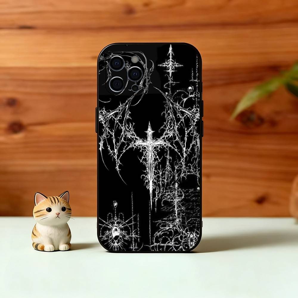 G-Gothic Cyber Sigil Phone Case For iPhone 17,16,15,14,13,12,11 Plus,Pro Max,XS,Soft Silicone Black Cover