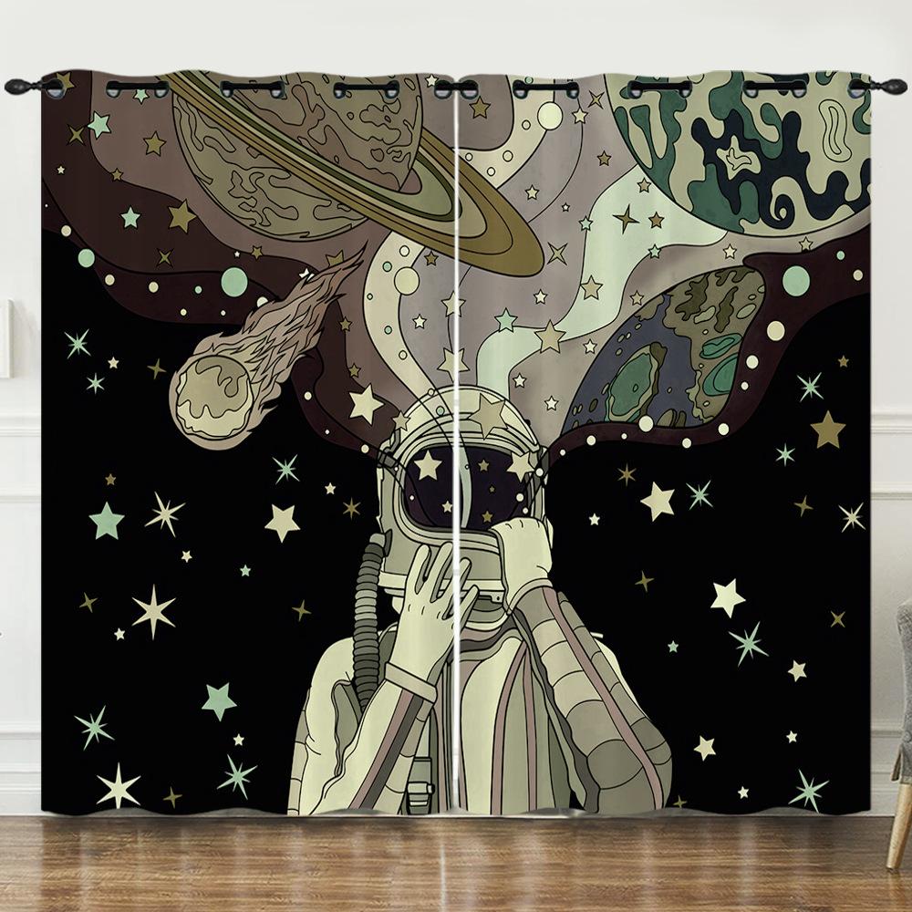Zasłona Kosmos Wszechświat Gwieździste Niebo Ilustracja 3D Cyfrowy Druk Zasłona zaciemniająca z przelotkami