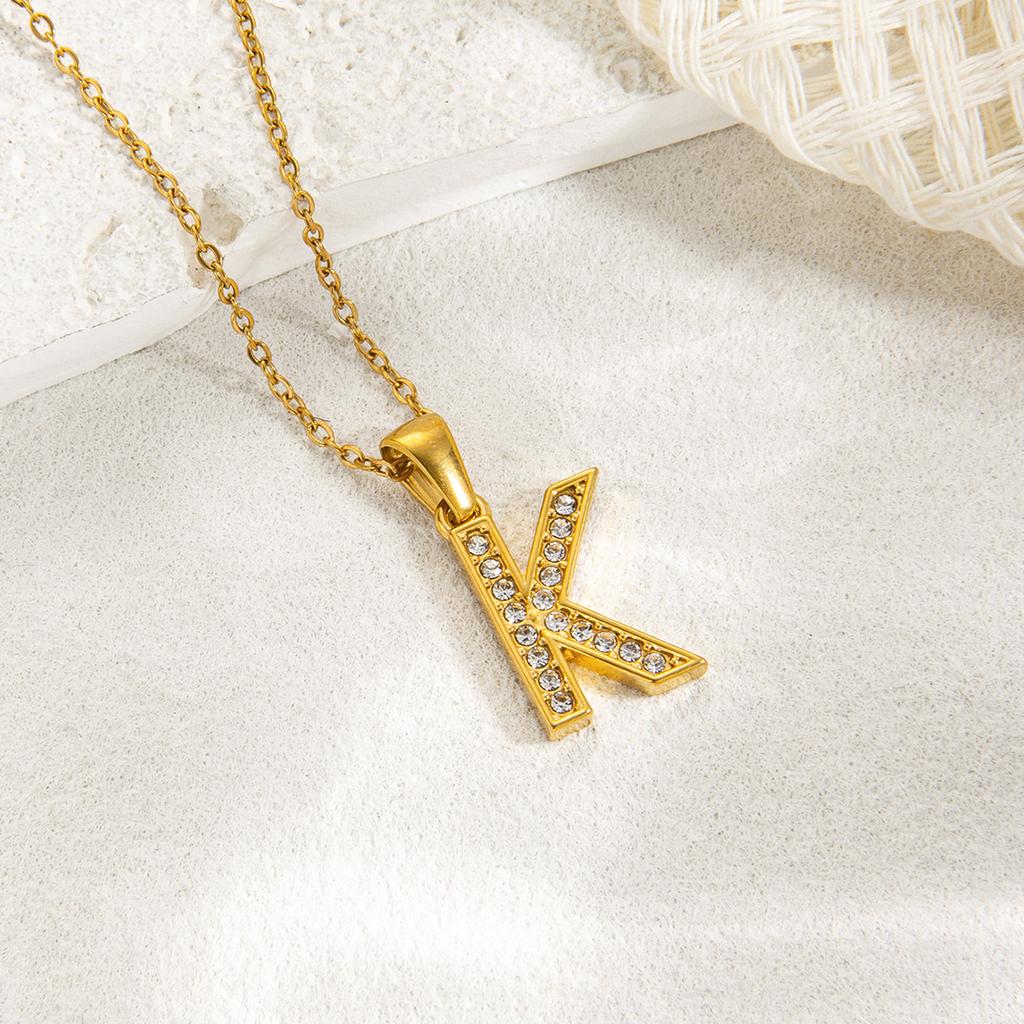 1pc Fashion Shining A-Z Letter Pendant Charm Necklace 26 Initial Alphabet Name Clavicle Chain Party Valentine's Day Jewelry Gift