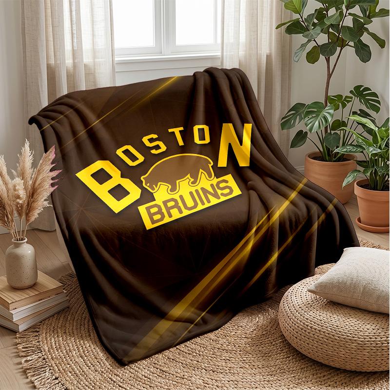 Boston Bruins Flanell Fleece Decke Gemütlich Warm Überwurfdecke für Sofa Bett Reise Ganzjahresgebrauch