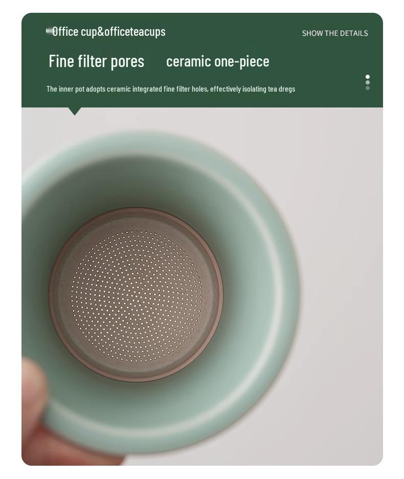 Ru Ware Ceramic Teacup with Tea & Water Separation Filter - Office Gift