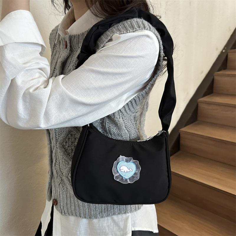 2025 new single shoulder armpit bag pleated cute drawstring handbag women's bag