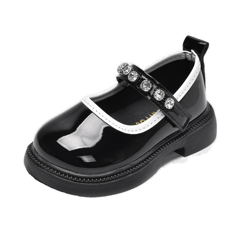 Girls shoes children's real soft leather princess shoes 2025 new girls spring and autumn soft-soled small leather shoes black single shoes