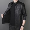PU Leather Men's Slim Jacket Autumn and Winter Velvet Jacket Men's Casual Stand-up Collar Leather Jacket