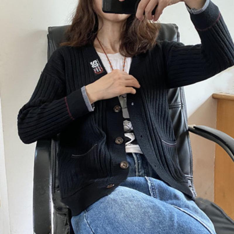 

Осень и Зима Женский Свитер Свободный Топ Вязаный Кардиган Топ Короткий Свитер Куртка Городской Стиль 3XL