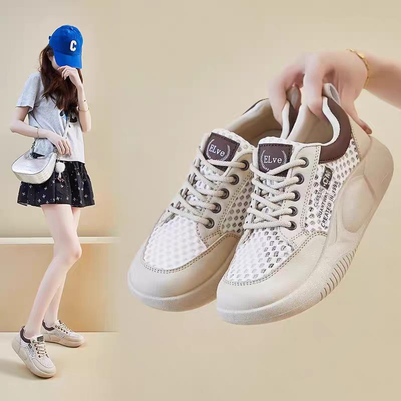

Stepping on shit mesh breathable sneakers women s 2025 new summer wide fat feet hollow mesh shoes light casual shoes 35 хакі