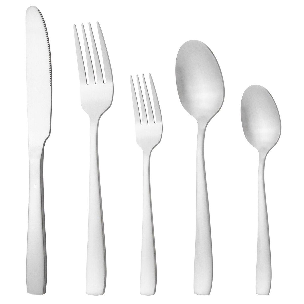 

5 шт./компл., набор столовых приборов из красного золота, нож из нержавеющей стали, вилка, десертная ложка, столовое серебро, набор кухонной посуды серебряный