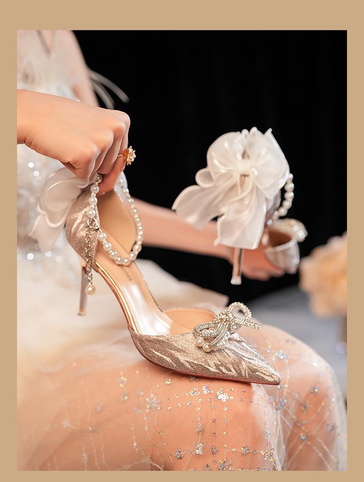 Elegant French Stiletto Heels: Baotou Shallow Mouth Bridal and Bridesmaid Shoes