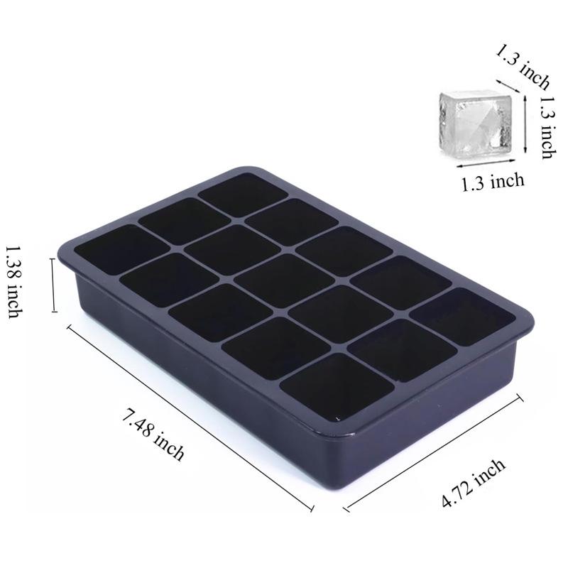 Silicone Ice Cube Tray with Lid for Large Cubes & Balls, Ideal for Home Bars