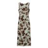 2025 Spring New Women's Pleated Print Backless Midi Dress - Elegant & Versatile