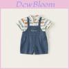 Summer Kids Outfit With Cotton Tshirt And Denim Overalls For Boys Ages 3-8