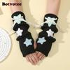 Botvotee Sleeves for Women Y2k Accessories Sweet Pink Bow Half Finger Free Shipping Arm Warmers Preppy Style Fingerless Gloves