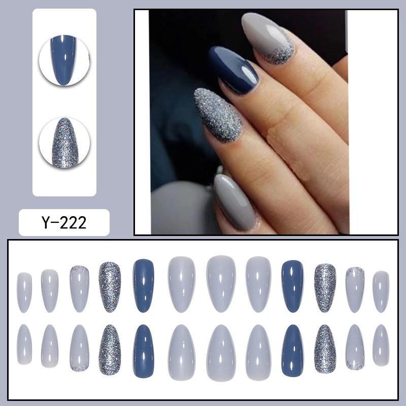 Pre-made Press-On Nails With Gradient Line Design Minimalist INS Style False Nail Tips Women
