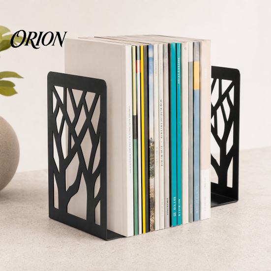 Thick Book Support 1 Pair Tree of Life Decorative Bookends for Shelves, Heavy Duty Bookshelf Hollow Pattern Organizer, Holder Stoppers Desk,