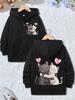 Kawaii Lovely Cat Hoodie Cute Cat Jacket for Boys Girls Zipper Winter  Autumn Trendy Cartoon Sweatshirts Zip Up Kids Hoodies