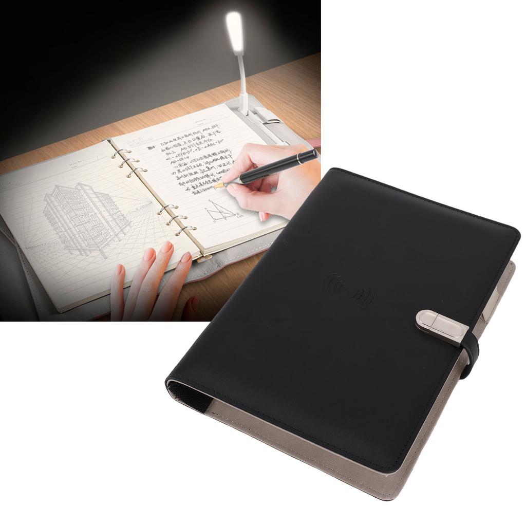 Kabelloses Laden Notizbuch Personalisierter Reisejournal mit Licht Nachfüllbar Schul-Profi-Notizbuch mit Powerbank