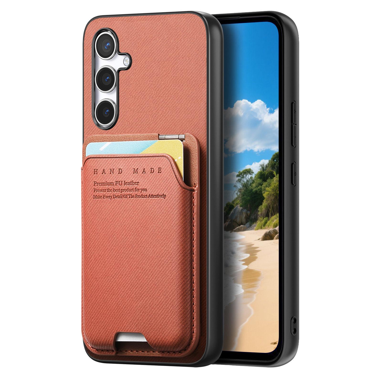 

Vertical Cards Solt Wallet Leather Case For Samsung Galaxy S25 Ultra S24 Plus S23 S22 A56 A16 A26 A17 A07 A55 Angle Free Bracket Galaxy S23+ коричневий